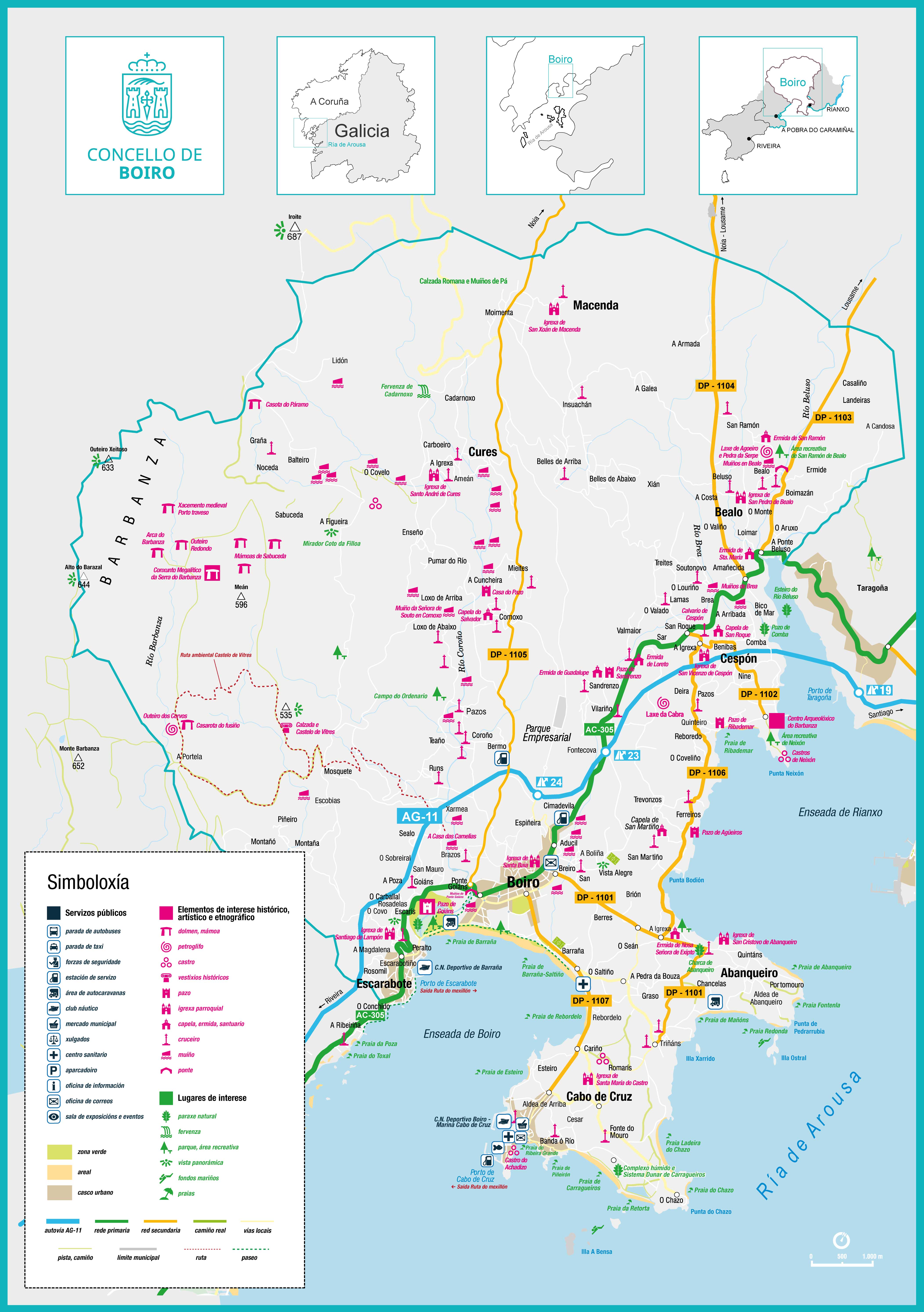 Mapa de recursos turísticos de Boiro