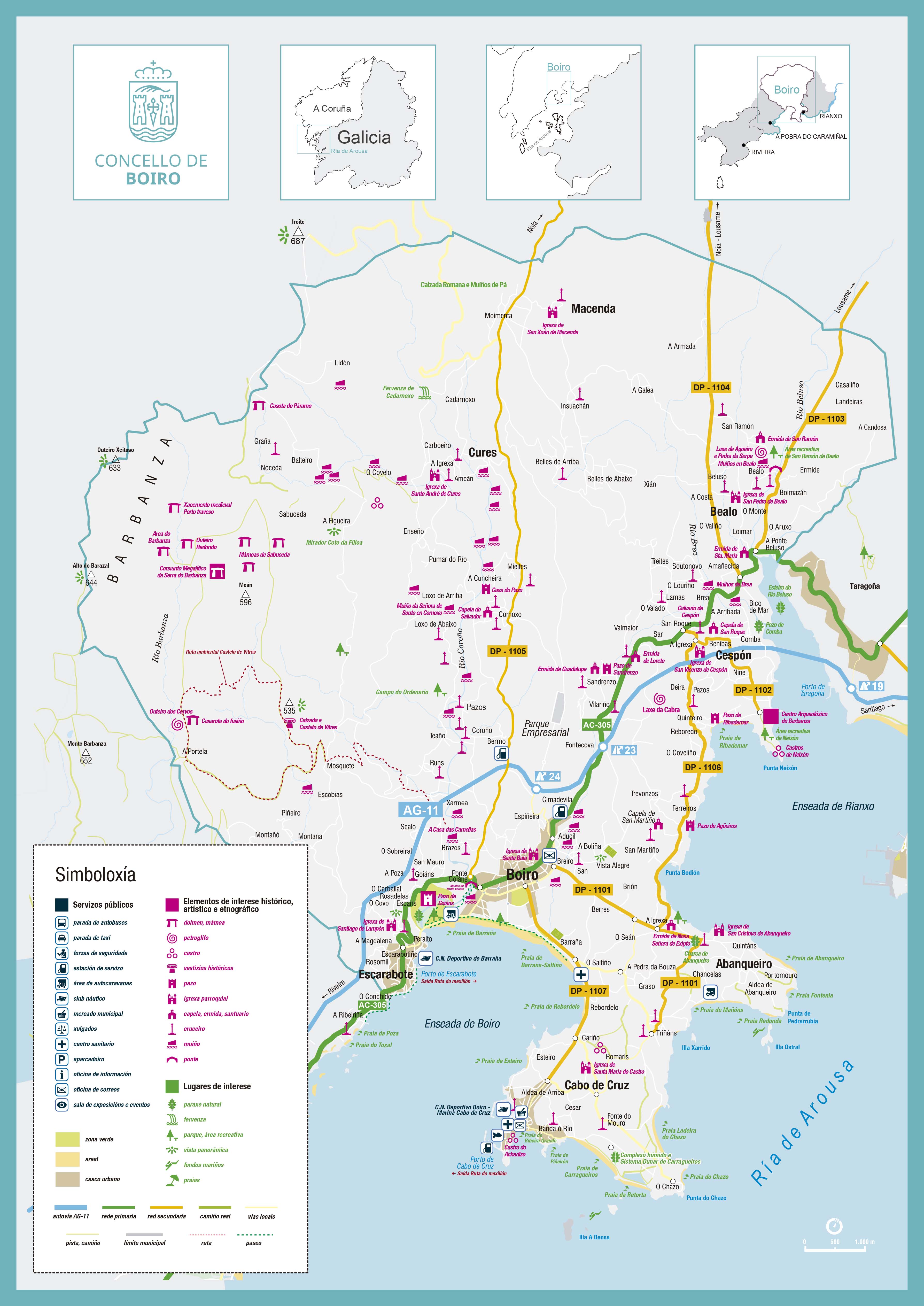 Mapa de recursos turísticos de Boiro